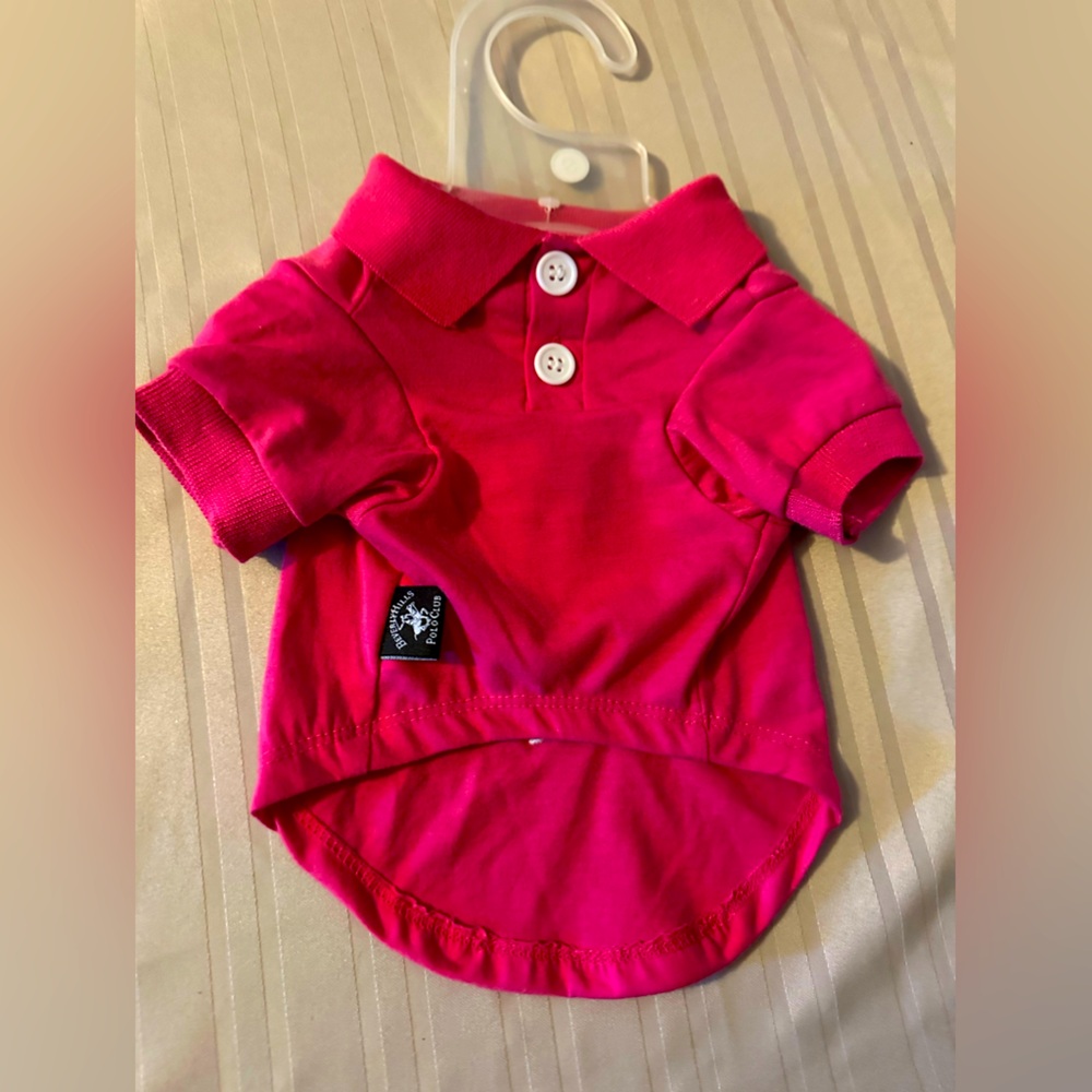 NWT BHPC polo shirt size small in pink and large embroidered design on the back